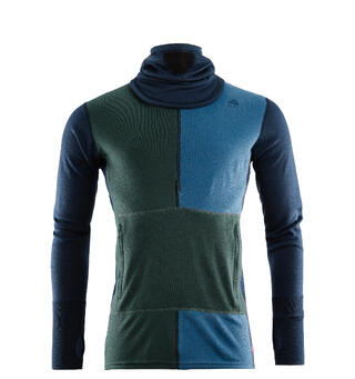 WarmWool hoodsweater w/zip M's Navy Blazer/GreenGables/CoastalFjord L