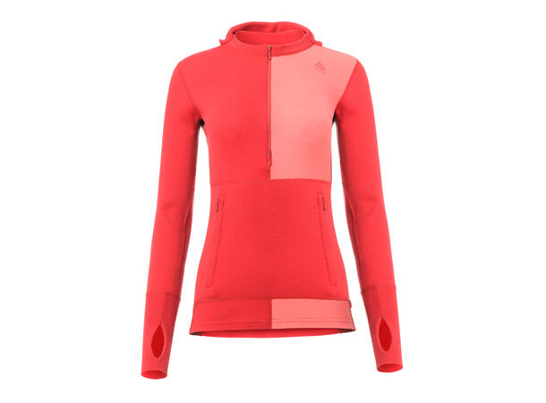 WarmWool hoodsweater w/zip W's Jester Red/Spiced Coral/Spiced Apple L 