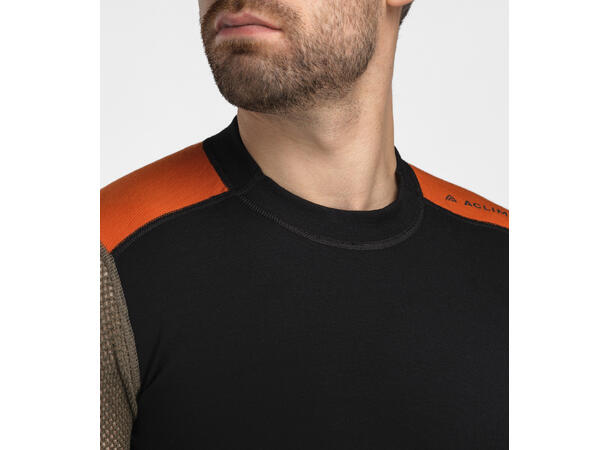 WoolNet Hybrid crewneck M's Jet Black/Tarmac/Gold Flame XS 