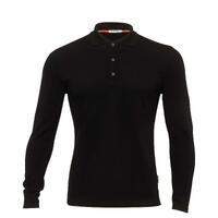 LeisureWool pique shirt long sleeve M's Jet Black XL