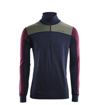 LightWool 140 reinforced mockneck M's Navy Blazer/Ranger Green/Zinfandel L