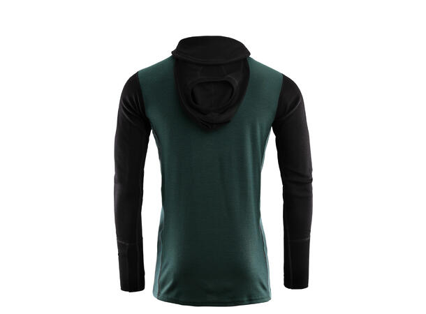 WarmWool hoodsweater w/zip M's Jet Black/Green Gables/NorthAtlantic M