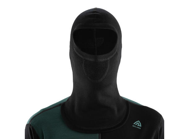 WarmWool hoodsweater w/zip M's Jet Black/Green Gables/NorthAtlantic L