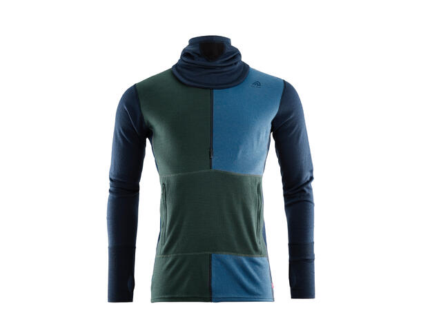 WarmWool hoodsweater w/zip M's Navy Blazer/GreenGables/CoastalFjord M