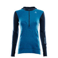 WarmWool hoodsweater w/zip W's Blue Sapphire/Navy Blazer/Azure Blue M