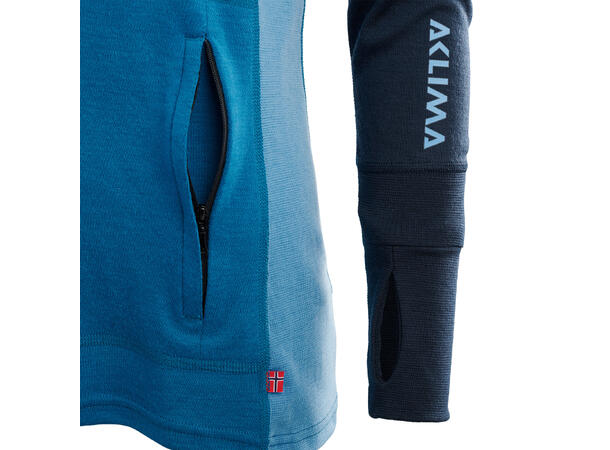 WarmWool hoodsweater w/zip W's Blue Sapphire/Navy Blazer/Azure Blue XL