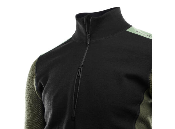 WoolNet Hybrid mockneck M's Jet Black/Olive Night/Dill M