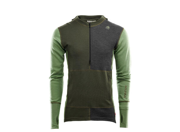 WarmWool hoodsweater w/zip M's Olive Night/Dill/Marengo L