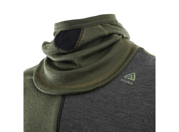 WarmWool hoodsweater w/zip M's Olive Night/Dill/Marengo L