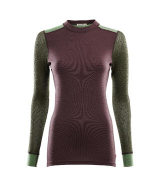 WoolNet Hybrid crewneck W's Fudge/Dill/Olive Night S