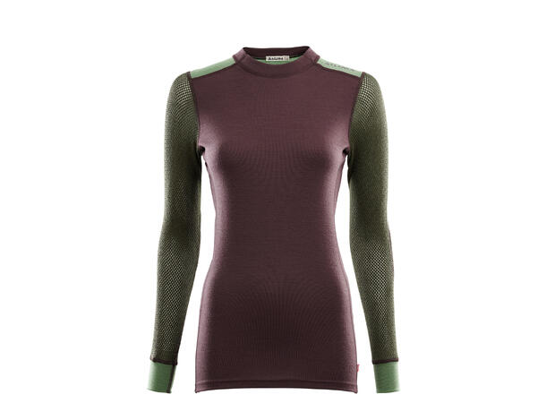WoolNet Hybrid crewneck W's Fudge/Dill/Olive Night S