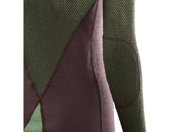 WoolNet Hybrid crewneck W's Fudge/Dill/Olive Night S