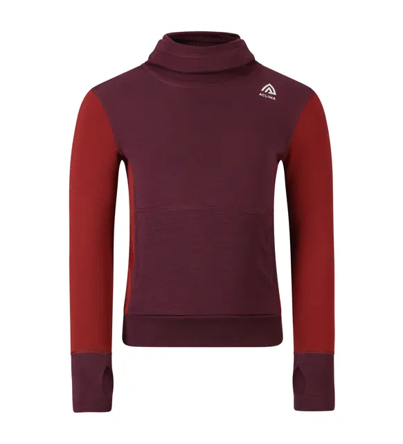 WarmWool hoodsweater Ch Fig/Red Dahlia 110 