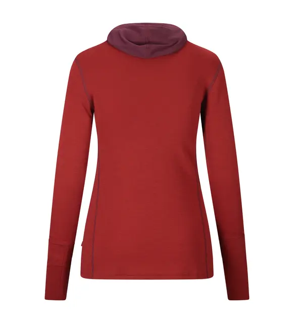 WarmWool Hoodsweater w/zip W's Fig/Red Dahlia XS 