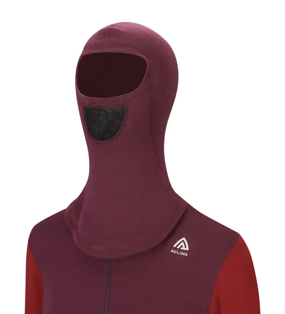 WarmWool Hoodsweater w/zip W's Fig/Red Dahlia XS 