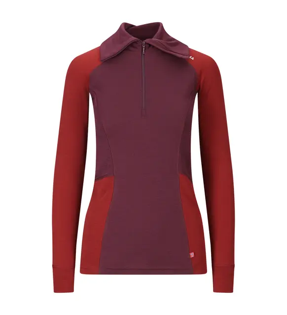 WarmWool polo W's Fig/Red Dahlia XS 