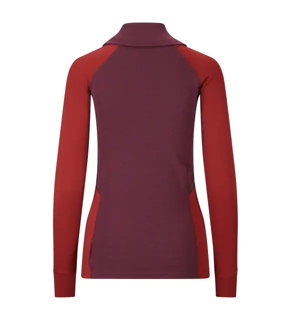 WarmWool polo W's Fig/Red Dahlia XS 