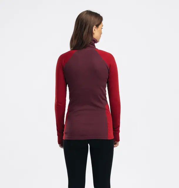 WarmWool polo W's Fig/Red Dahlia XS 