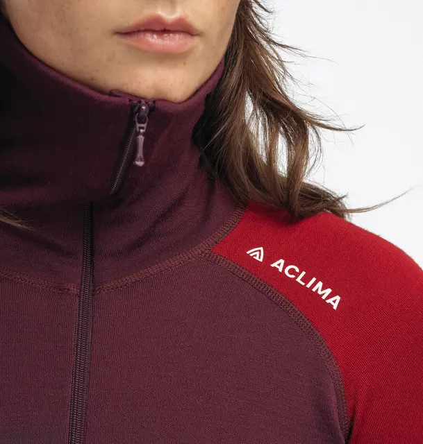 WarmWool polo W's Fig/Red Dahlia XS 
