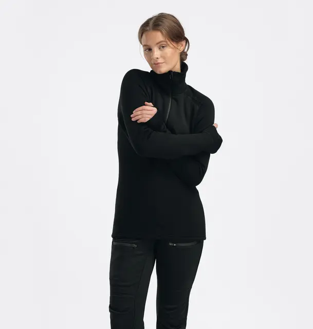 FleeceWool V2 Polo w/ zip W's Jet Black XS 