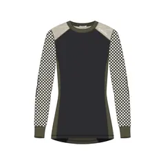 WoolNet Hybrid crewneck W&#39;s Jet Black/Tarmac/Beige Melange XS