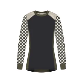 WoolNet Hybrid crewneck W&#39;s Jet Black/Tarmac/Beige Melange XS