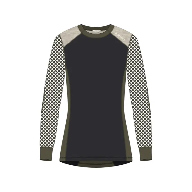WoolNet Hybrid crewneck W's Jet Black/Tarmac/Beige Melange XS 