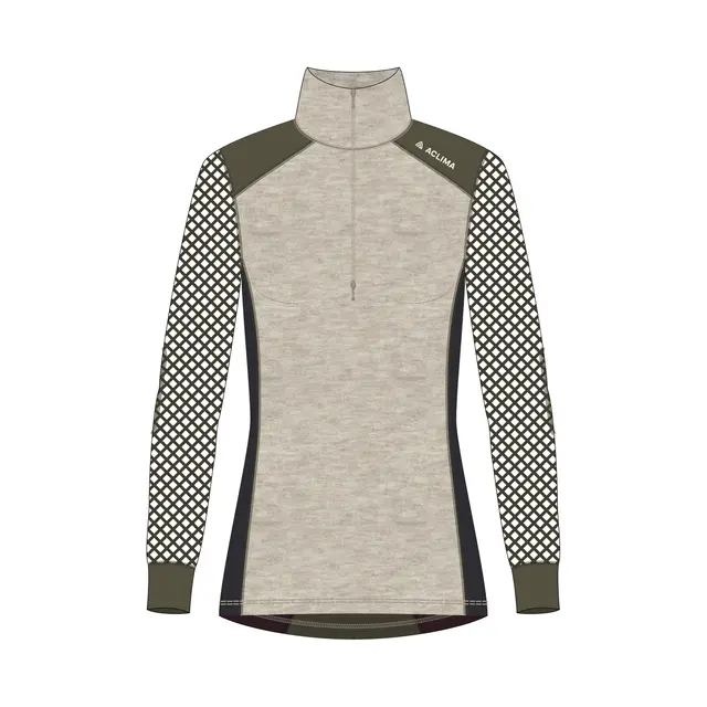 WoolNet Hybrid mockneck W's Beige Melange/Tarmac/Jet Black S 