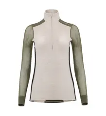 WoolNet Hybrid mockneck W&#39;s Beige Melange /Olive Night/Jet Black M